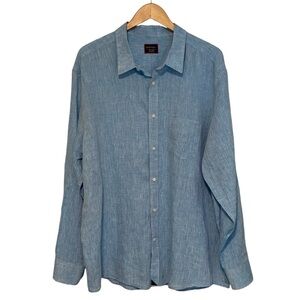 UNTUCKit Wrinkle-Resistant Linen Long Sleeve Button Down Shirt Blue Men’s XXXL